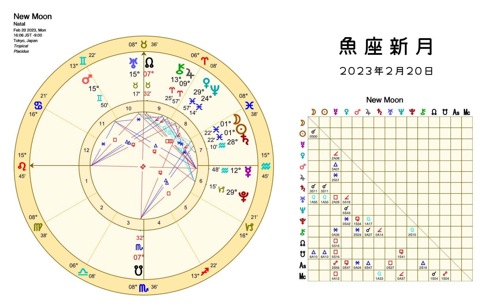 2023年2月20日魚座の新月図