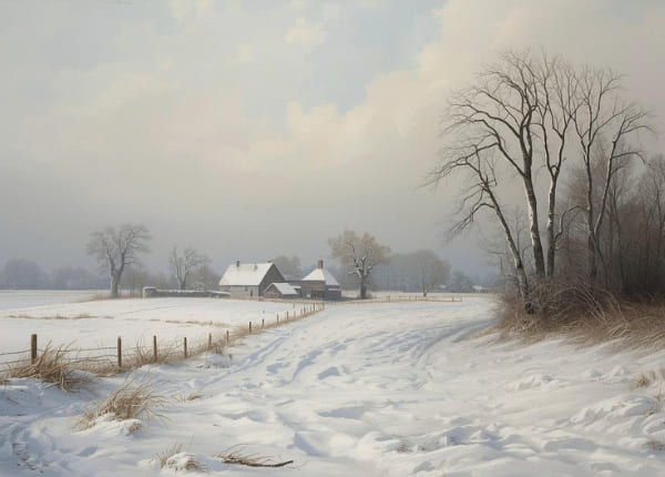 冬の土用、雪に閉ざされた田畑