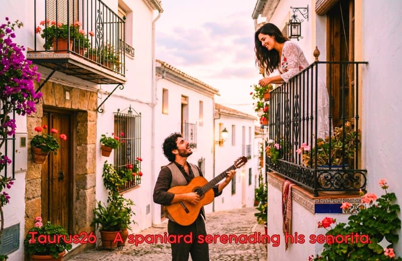 牡牛座26度のサビアンシンボル「恋人にセレナーデを歌うスペイン人」 Taurus26 sabian symbol:A Spaniard serenading is senorita.