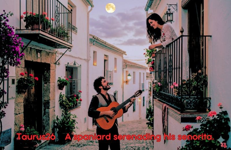 牡牛座26度(Taurus26)のサビアンシンボル(ジョーンズ版)は 『恋人にセレナーデを歌うスペイン人 A Spaniard serenading his senorita.』
